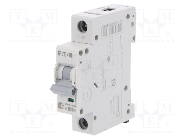 Circuit breaker; 230/400VAC; Inom: 20A; Poles: 1; DIN; Charact: B