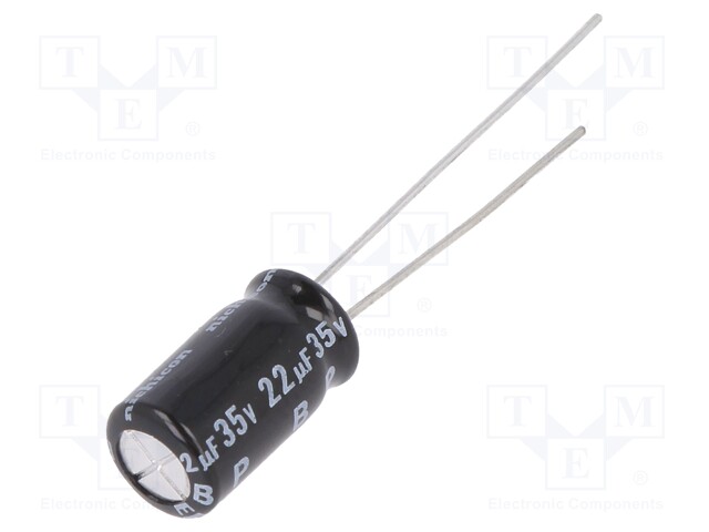 Capacitor: electrolytic; bipolar; THT; 22uF; 35VDC; Ø5x11mm; ±20%