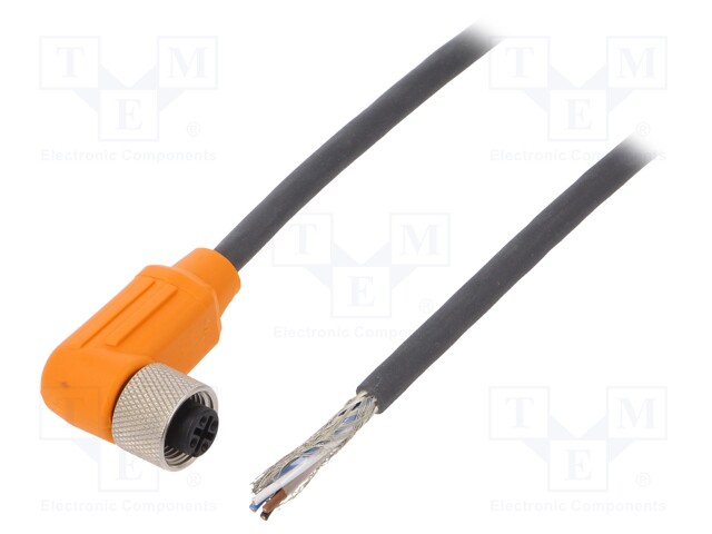 Connection lead; M12; PIN: 4; angled; 10m; plug; 240VAC; 4A; -25÷80°C