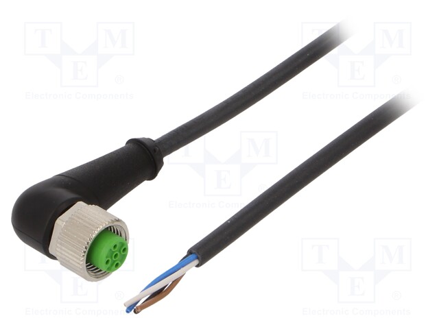 Connection lead; M12; PIN: 4; 5m; 4A; Series: 7000; Colour: black