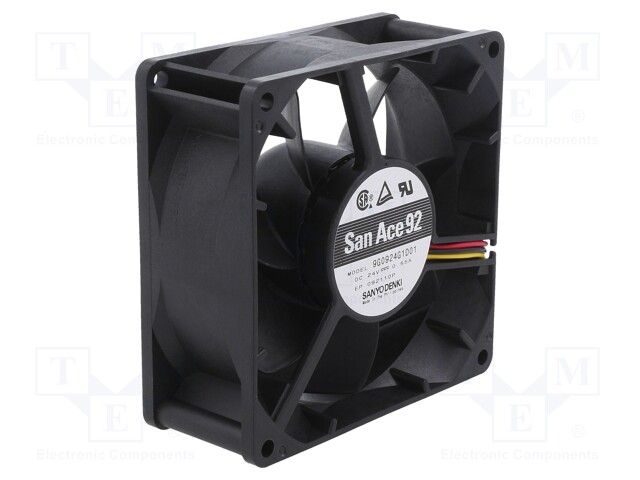 Fan: DC; axial; 24VDC; 92x92x38mm; 186m3/h; 50dBA; ball bearing