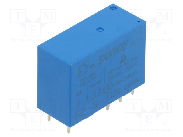 Relay: electromagnetic; SPDT; Ucoil: 12VDC; Icontacts max: 16A; 16A