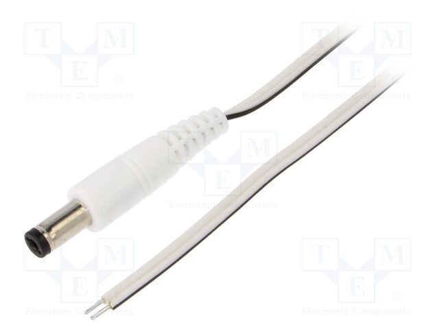 Cable; wires,DC 5,5/2,1 plug; straight; 0.35mm2; white; 1.5m