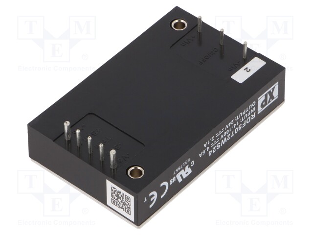 Isolated Board Mount DC/DC Converter, Railway, 1 Output, 50 W, 24 V, 2.1 A