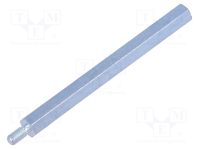 Screwed spacer sleeve; Int.thread: M4; 75mm; Ext.thread: M4; steel