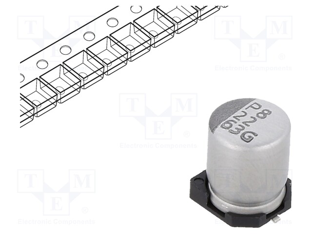 Capacitor: electrolytic; SMD; 22uF; ±20%; -55÷105°C; Series: GSC