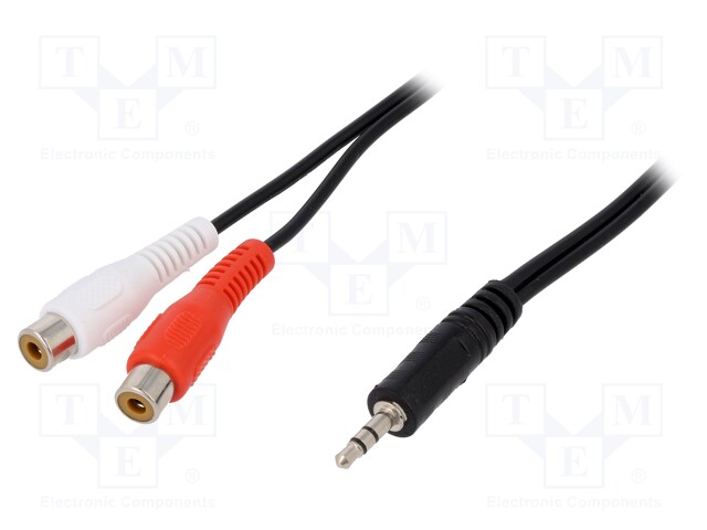 Cable; Jack 3.5mm plug,RCA socket x2; 5m; Colour: black