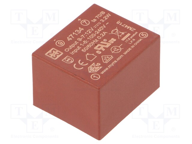 Converter: AC/DC; 3.2W; Uout: 12VDC; Iout: 270mA; 75%; Mounting: PCB