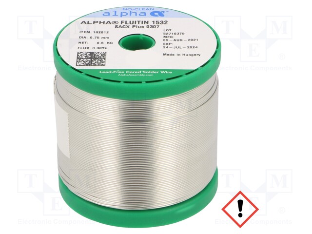 Soldering wire; Sn99Ag0,3Cu0,7; 0.75mm; 500g; lead free; 2.2%