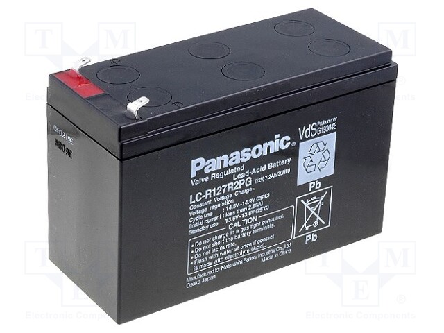 Re-battery: acid-lead; 12V; 7.2Ah; AGM; maintenance-free