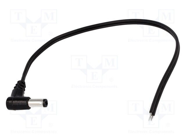 Cable; wires,DC 5,5/2,5 plug; angled; 0.5mm2; black; 3m; -20÷70°C