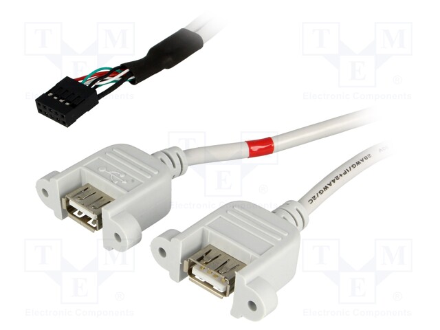 Adapter; USB 2.0; USB A socket x2,5pin pin header x2; 0.5m