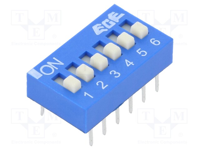 Switch: DIP-SWITCH; Poles number: 6; OFF-ON; 0.025A/24VDC; Pos: 2