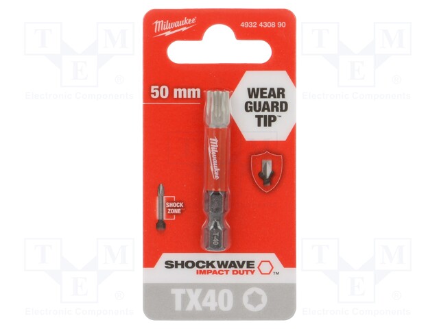 Screwdriver bit; Torx®; TX40; Overall len: 50mm; Kind: impact