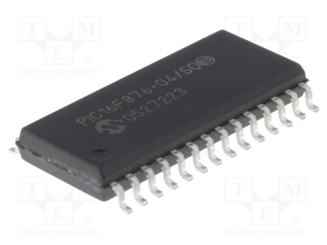 PIC microcontroller; Memory: 14kB; SRAM: 368B; EEPROM: 256B; SMD