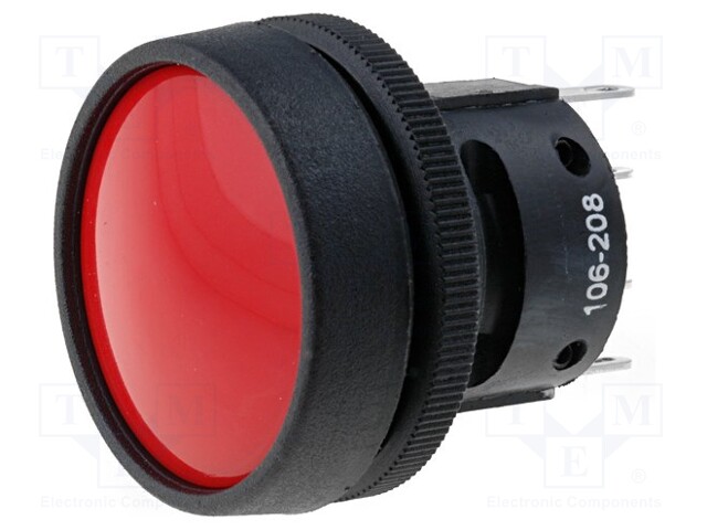 Switch: push-button; Pos: 2; SPDT; 5A/250VAC; 5A/24VDC; red; Ø22.5mm