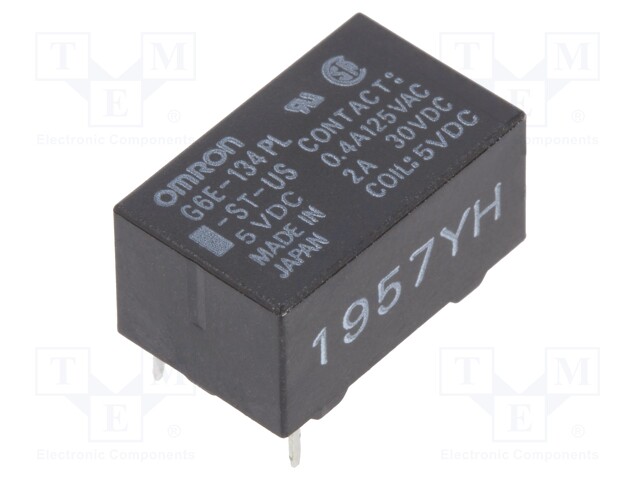 Relay: electromagnetic; SPDT; Ucoil: 5VDC; 0.4A/125VAC; 2A/30VDC