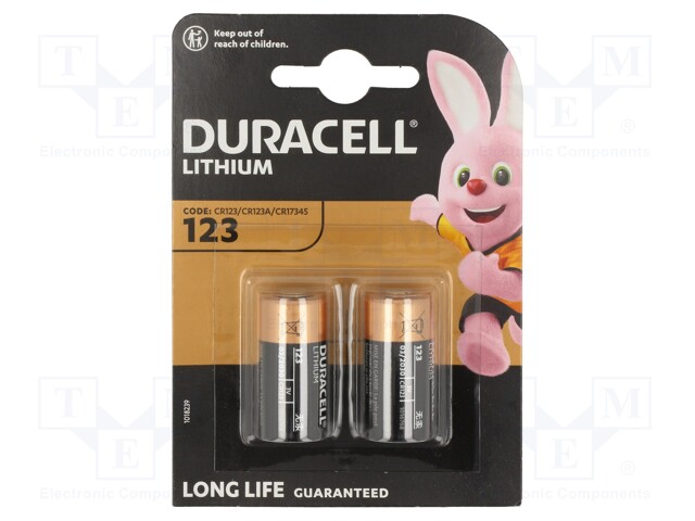 Battery: lithium; 3V; CR123A,R123; Batt.no: 2; Ø17x34mm