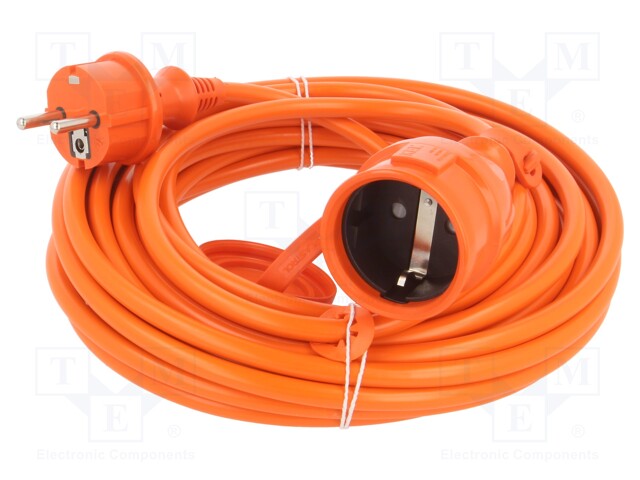 Extension lead; Sockets: 1; PVC; orange; 3x1,5mm2; 10m; 16A