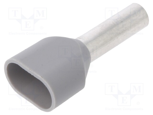 Tip: bootlace ferrule; insulated,double; 4mm2; 12mm; tinned; grey