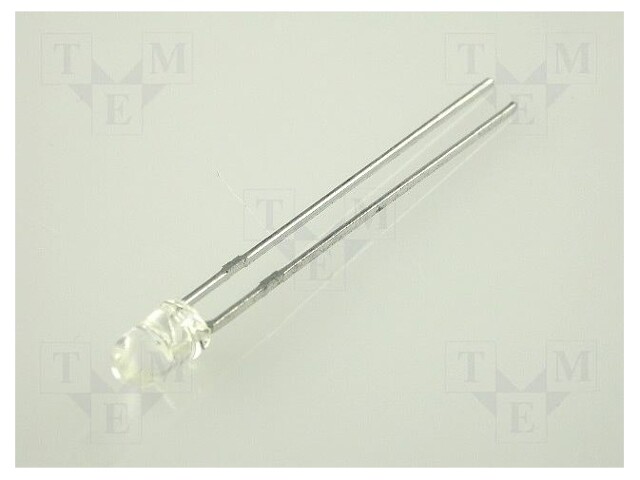 LED; 3mm; yellow; 200÷1300mcd; 50°; Front: convex