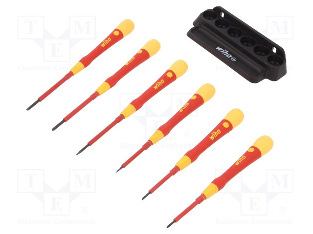 Screwdrivers; Pcs: 6; precision,insulated; 1kVAC