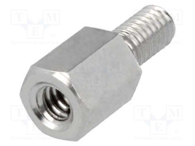 Screwed spacer sleeve; Int.thread: UNC4-40; 6mm; Ext.thread: M3