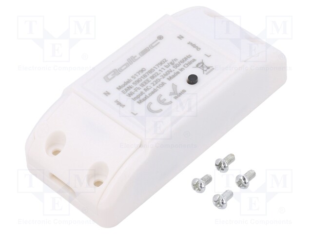 Switch WiFi; 220÷240VAC; 10A; -30÷65°C; 87x40x23mm; Colour: white