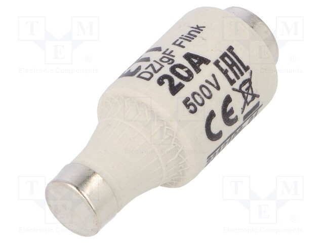 Fuse: fuse; quick blow; 20A; 500VAC; 440VDC; ceramic; DII; D