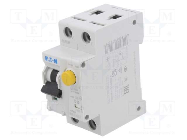 RCBO breaker; Inom: 10A; Ires: 30mA; Poles: 1+N; 240VAC; IP20; FRBmM