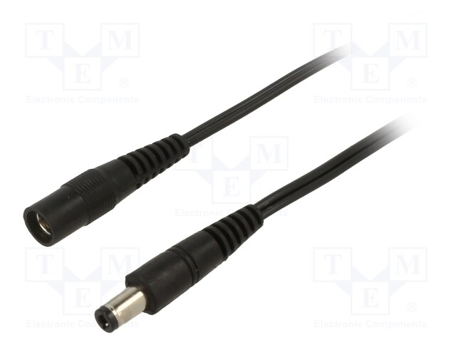 Cable; DC 5,5/2,5 plug,DC 5,5/2,5 socket; straight; 0.5mm2; 5m