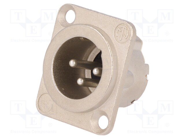 Socket; XLR; male; PIN: 3; flange (2 holes),for panel mounting