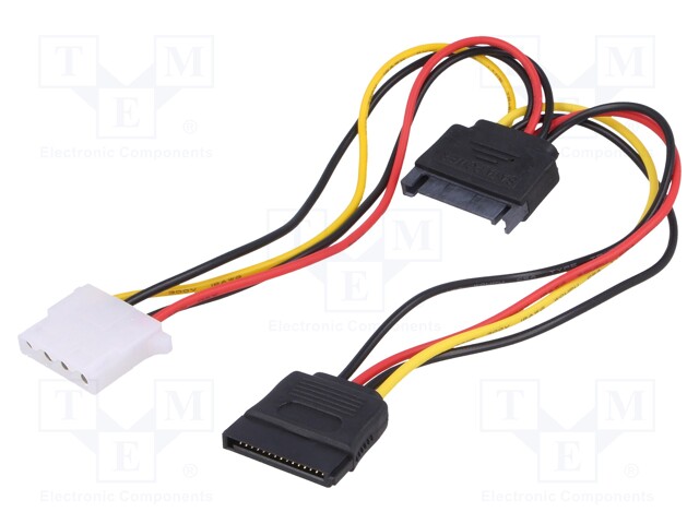 Cable: mains SATA; Molex female,SATA male,SATA female; 0.15m