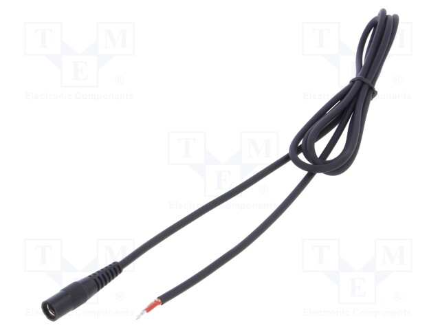 Cable; wires,DC 5,5/2,1 socket; straight; 1mm2; black; 1.5m