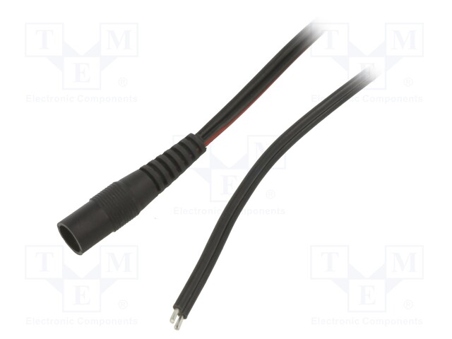 Cable; wires,DC 5,5/2,1 socket; straight; 0.75mm2; black; 1.5m