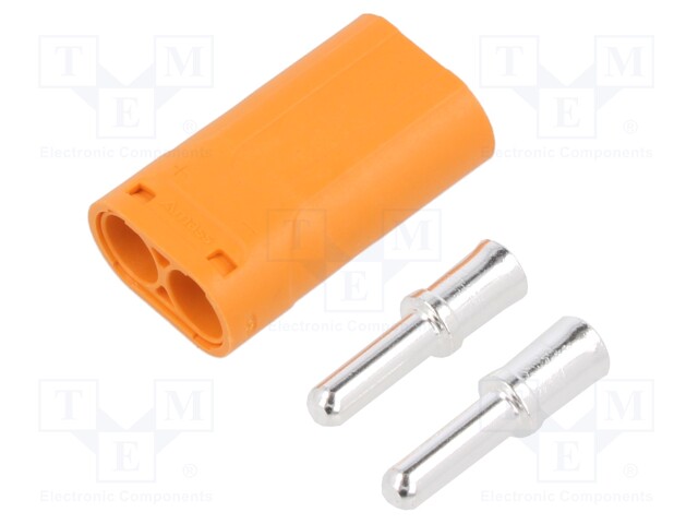 Plug; DC supply; LC; male; PIN: 2; for cable; soldering; orange; 40A