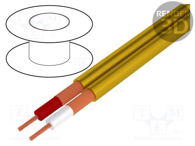 Wire: microphone cable; 2x0,25mm2; yellow; OFC; PVC; -15÷70°C; 100m