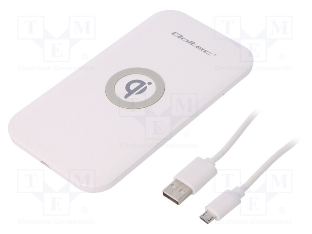 Inductance charger; white; Standard: Qi,Quick Charge 3.0; 5÷9VDC