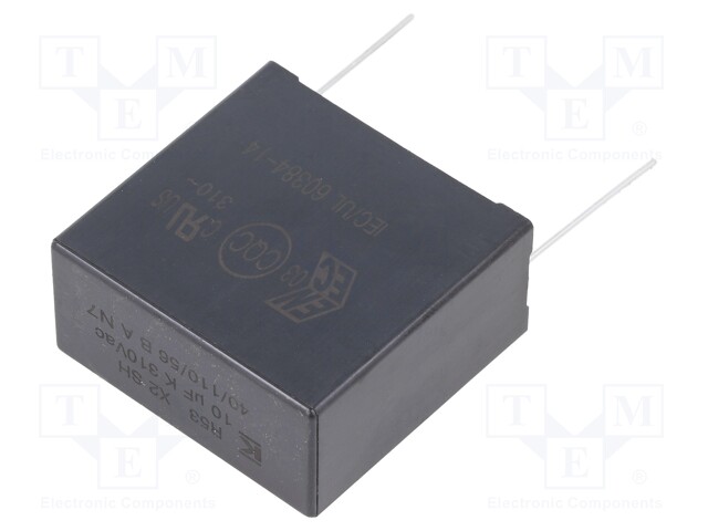 Capacitor: polypropylene; X2; 10uF; 37.5mm; ±10%; 42x40x20mm