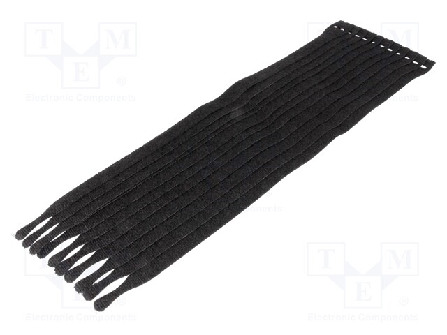 Velcro tie; L: 330mm; W: 12.5mm; black; 10pcs; Ømax: 100mm; -20÷75°C