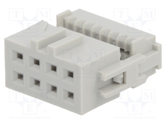 Plug; IDC; female; PIN: 8; with cable clamp; IDC; for ribbon cable