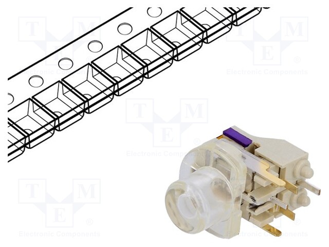 Microswitch TACT; SPST-NO; Pos: 2; 0.05A/12VDC; THT; LED; blue