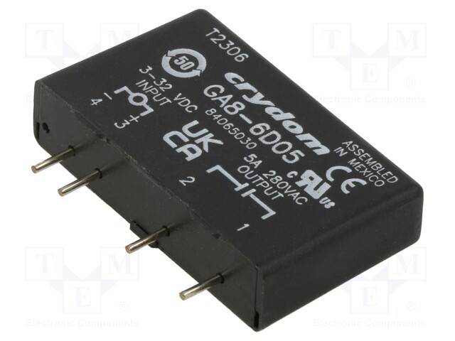 Relay: solid state; Ucntrl: 3÷28VDC; 5A; 24÷280VAC; PCB; -30÷80°C