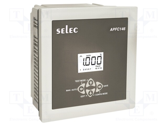 Meter: power factor controller; on panel; LCD 4 digits; Imax: 6A