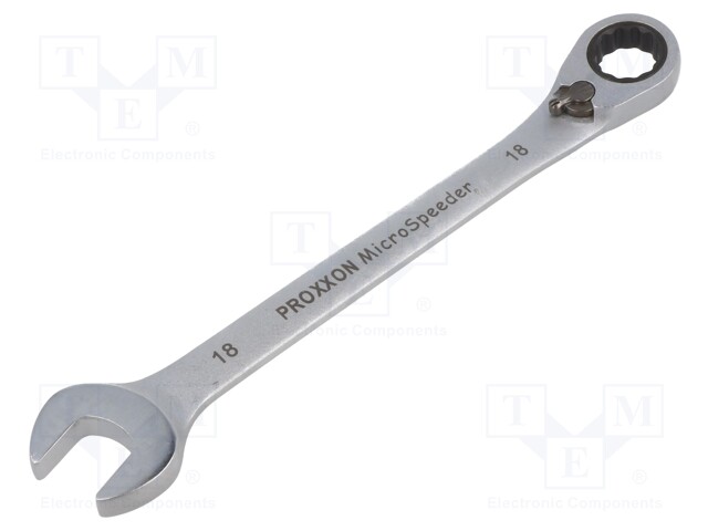 Wrench; combination spanner,with ratchet; 18mm; MicroSpeeder