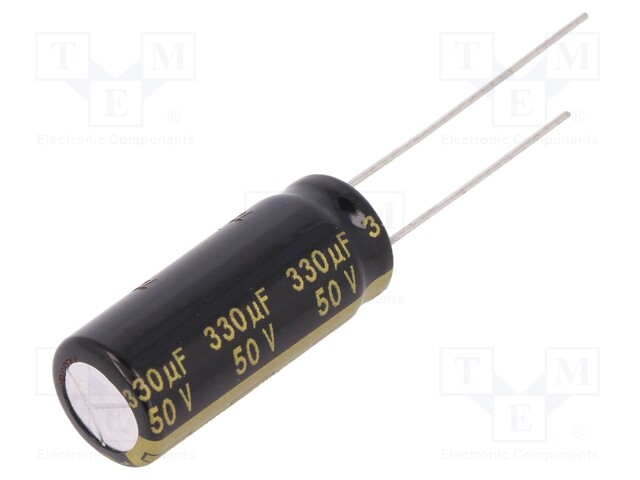 Capacitor: electrolytic; low impedance; THT; 330uF; 50VDC; ±20%