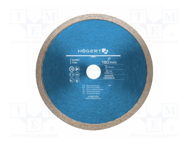 Cutting diamond wheel; Ø: 180mm; Øhole: 25.4mm; Disc thick: 1.8mm