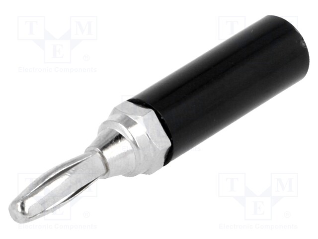 Plug; 4mm banana; 60VDC; black; Max.wire diam: 4.8mm