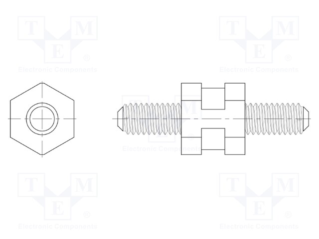 Spacer sleeve; hexagonal; polyamide 66; M4; L: 12mm; Colour: black