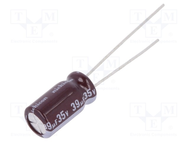 Capacitor: electrolytic; low impedance; THT; 39uF; 35VDC; ±20%